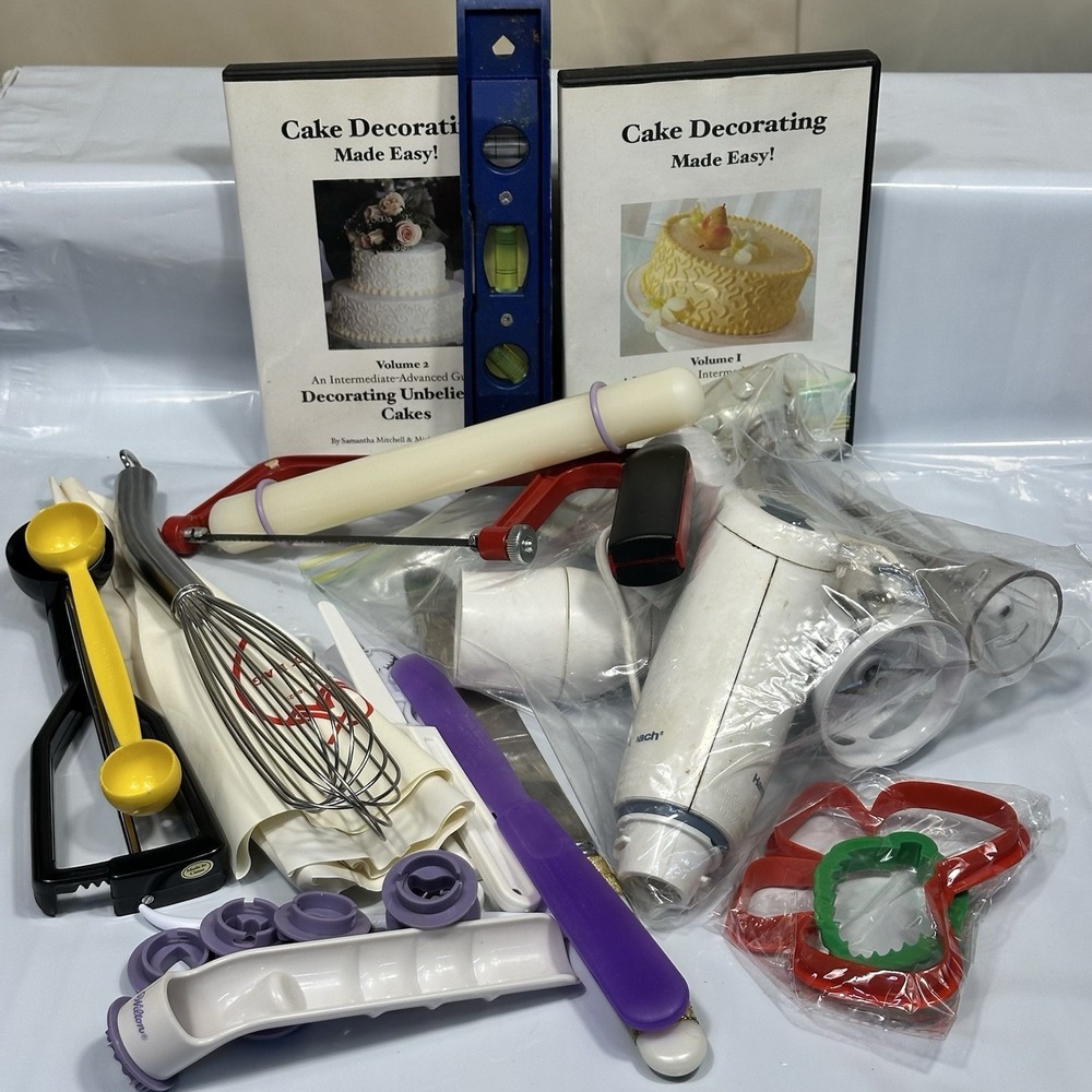 Vintage Cake Decorating Bundle Tools Tips Pastry Icing Bags Nozzles Spatulas